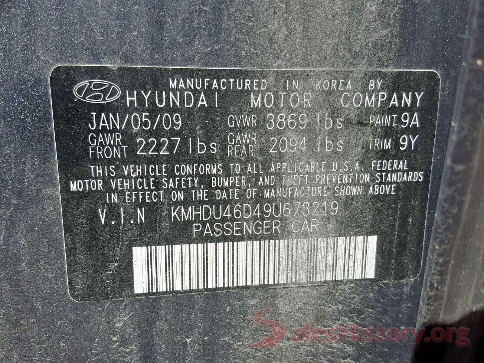 4T1BF1FK4HU355128 2009 HYUNDAI ELANTRA