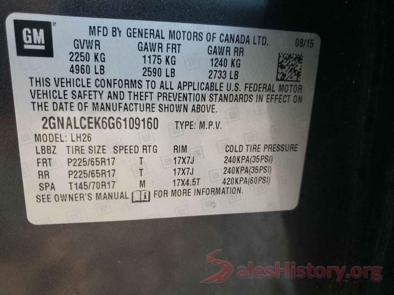 2GNALCEK6G6109160 2016 CHEVROLET EQUINOX