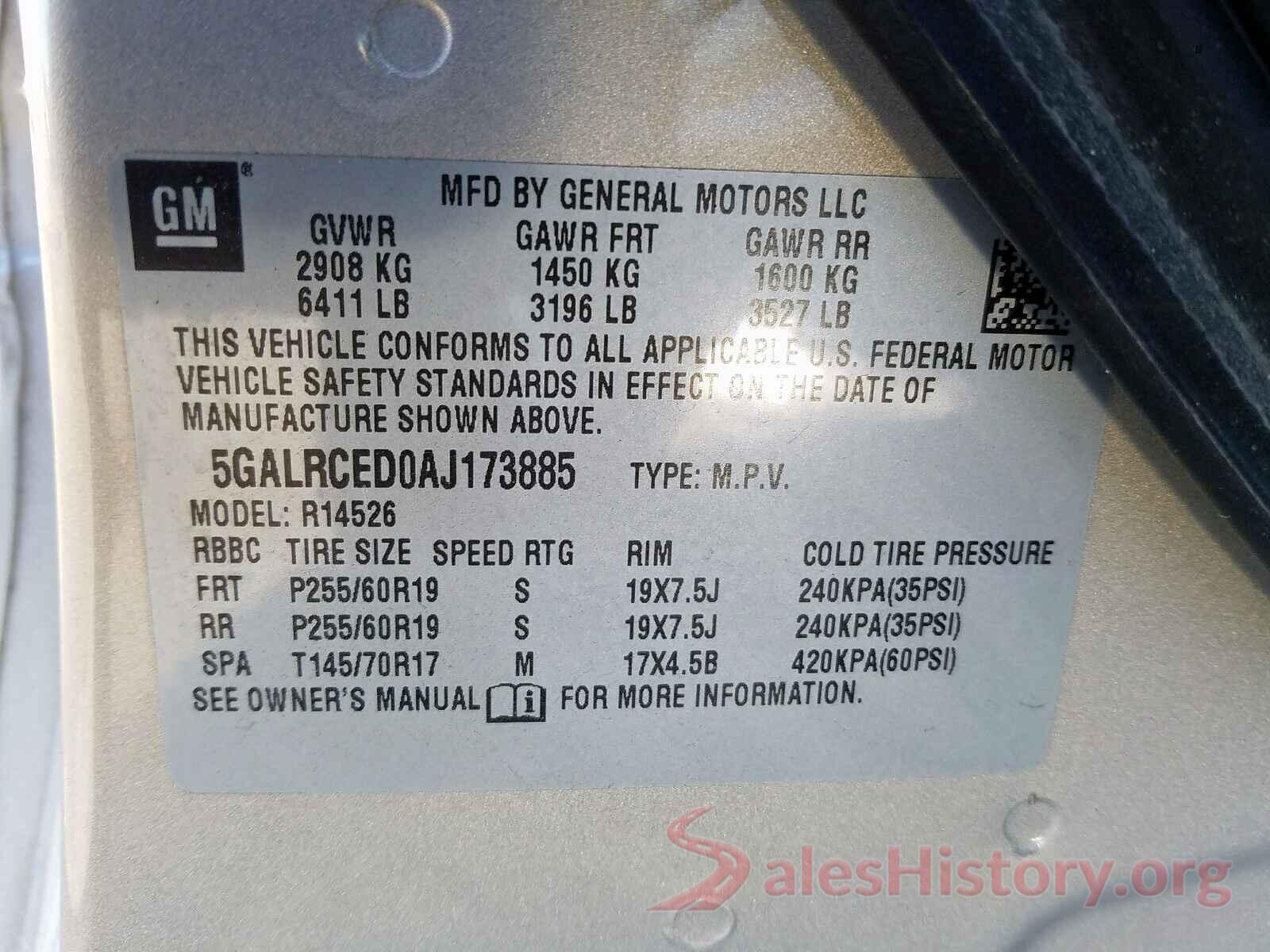 5NPD84LF2LH553483 2010 BUICK ENCLAVE