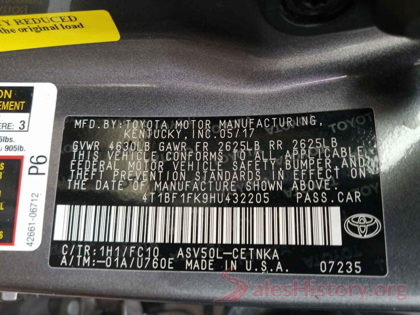 4T1BF1FK9HU432205 2017 TOYOTA CAMRY