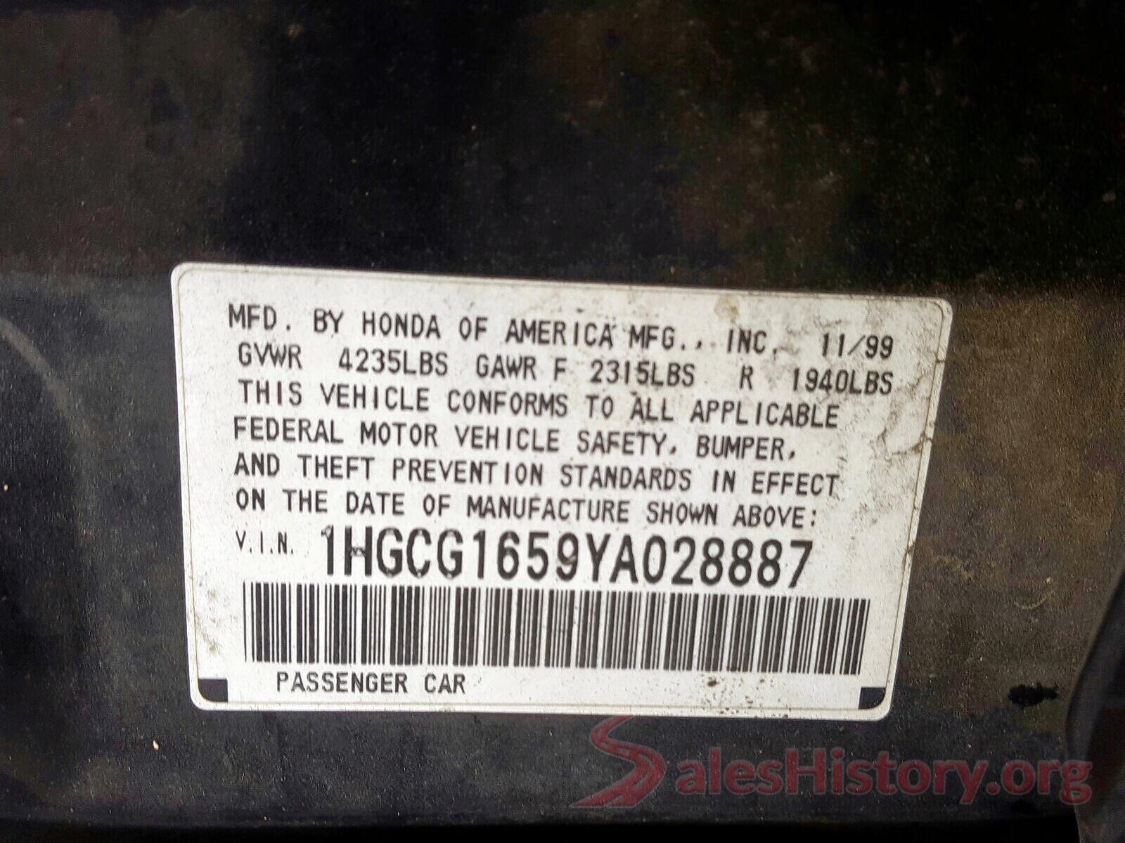 JF1VA2E60L9825750 2000 HONDA ACCORD