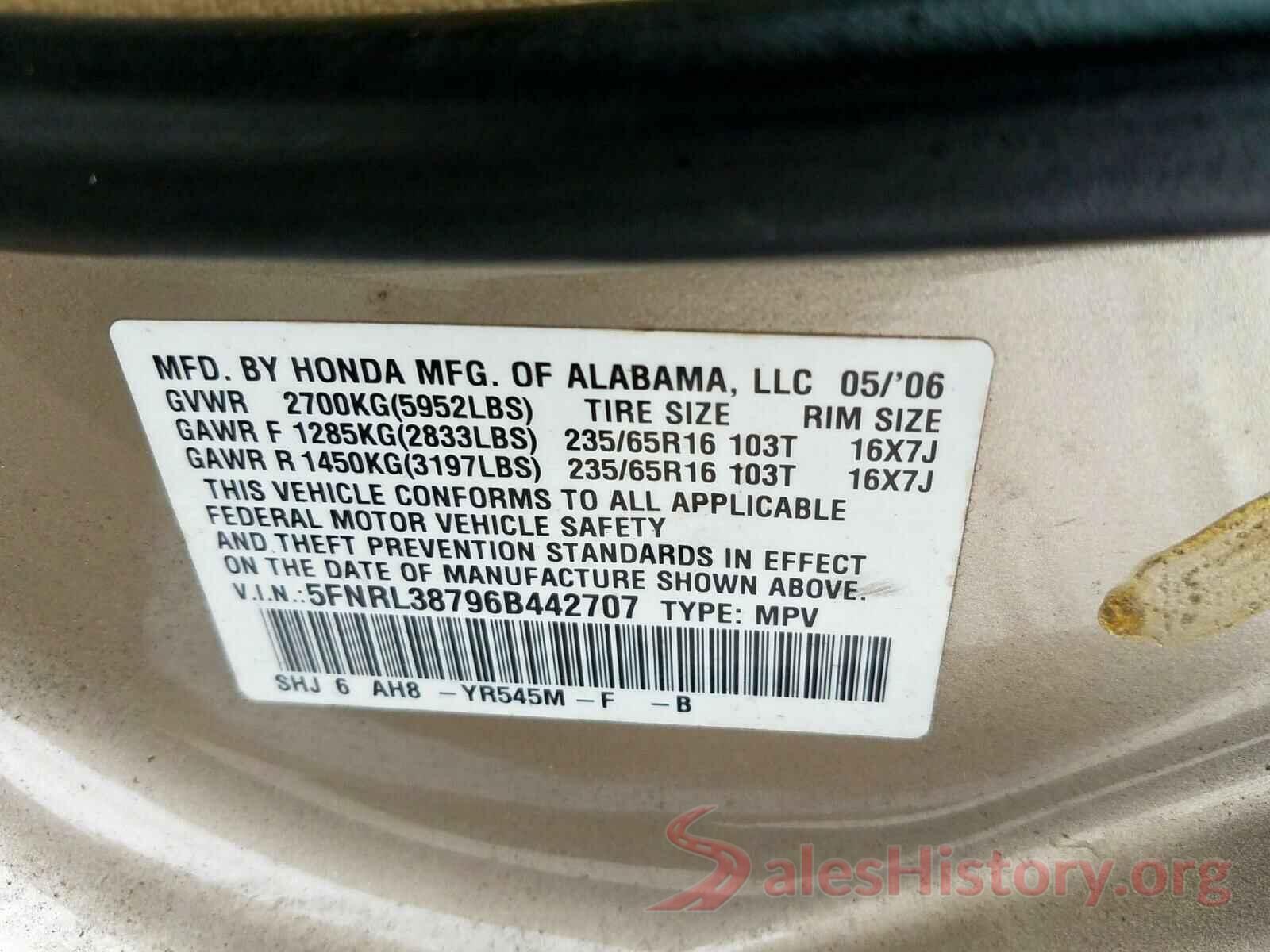 1VWAA7A35JC003721 2006 HONDA ODYSSEY