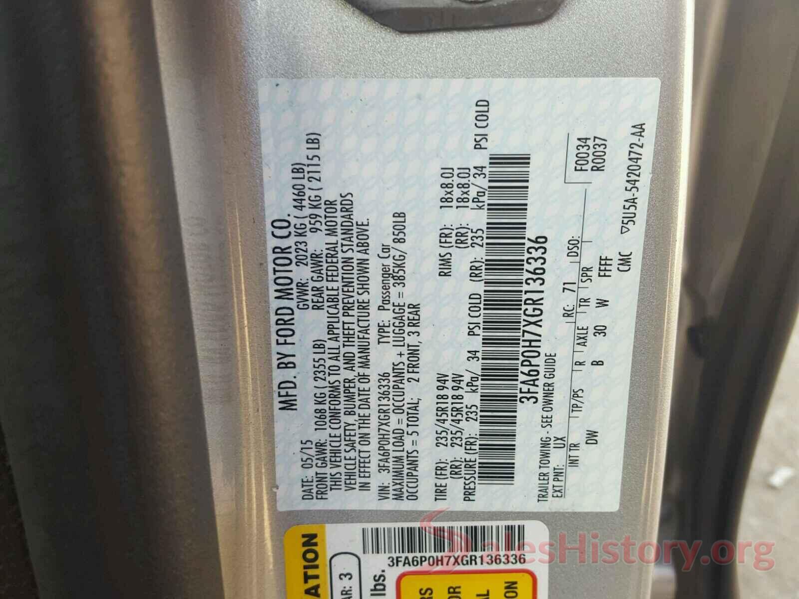 5XYPG4A3XKG567887 2016 FORD FUSION