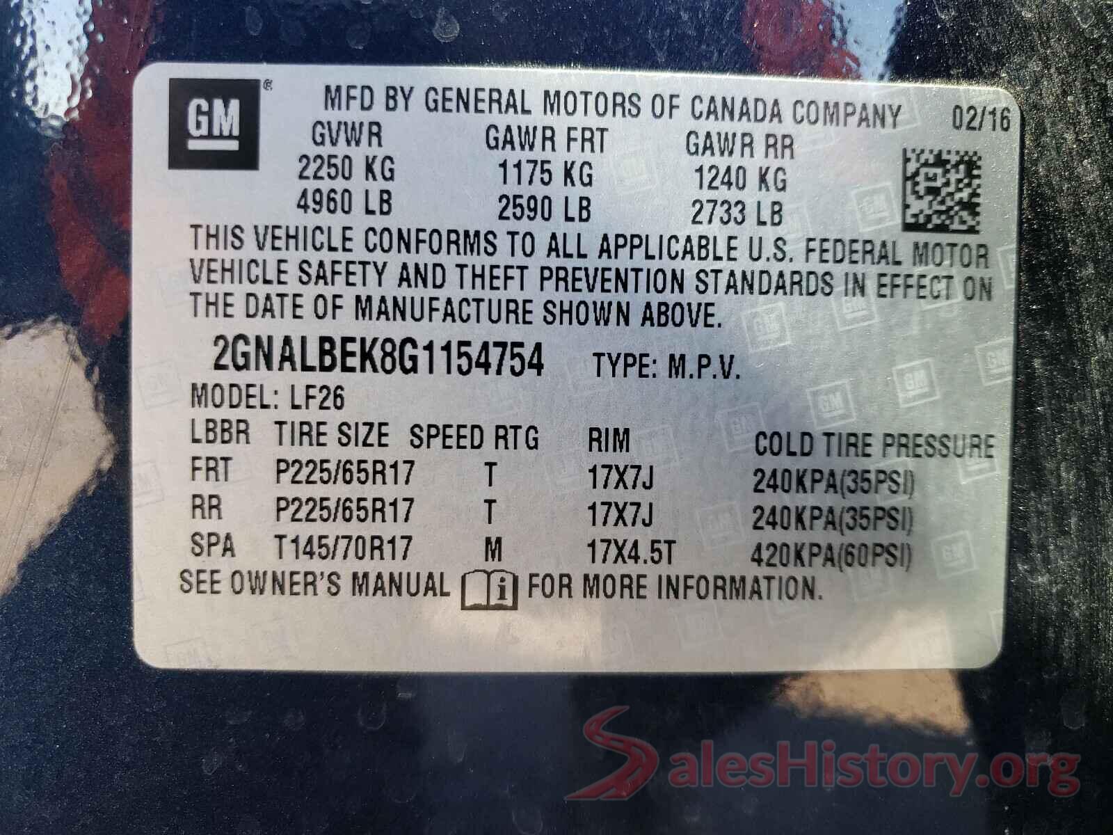 2GNALBEK8G1154754 2016 CHEVROLET EQUINOX