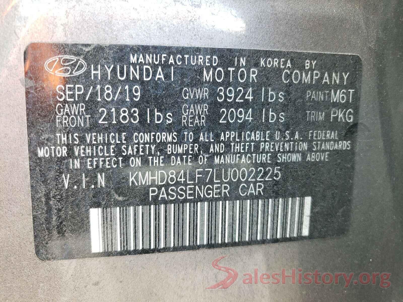 KMHD84LF7LU002225 2020 HYUNDAI ELANTRA