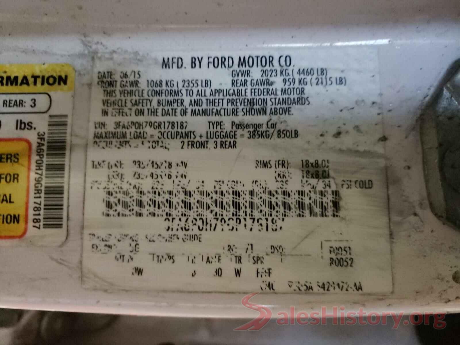 3FA6P0H79GR178187 2016 FORD FUSION