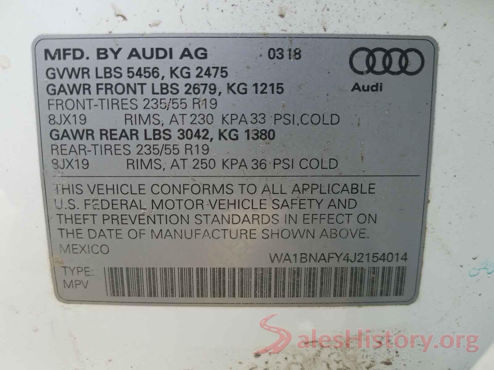 WA1BNAFY4J2154014 2018 AUDI Q5