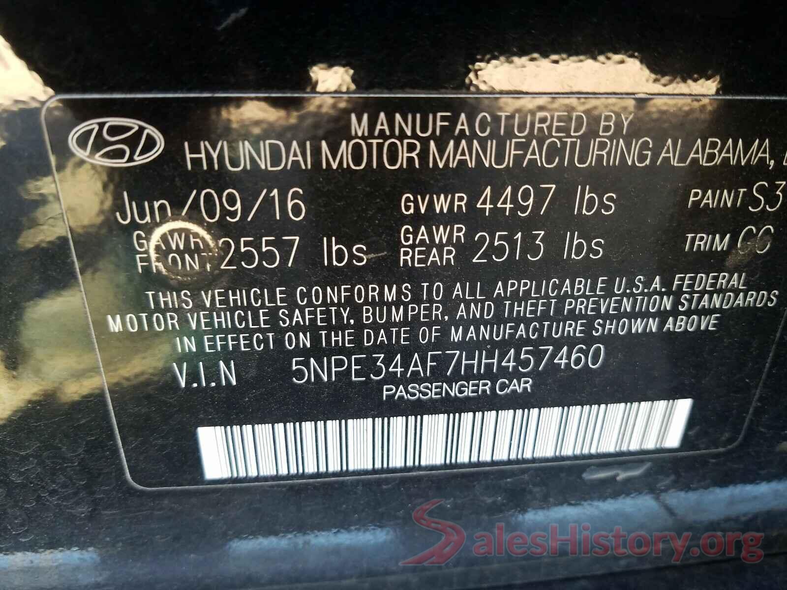 5NPE34AF7HH457460 2017 HYUNDAI SONATA