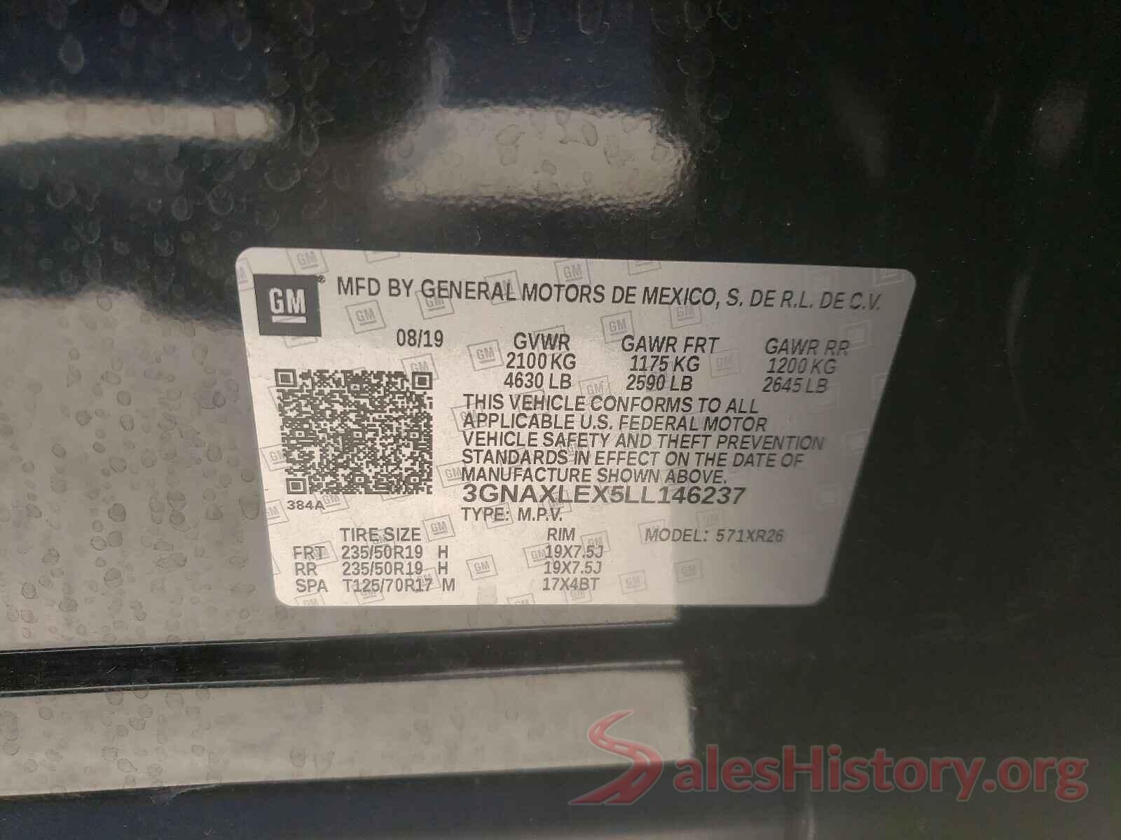 3GNAXLEX5LL146237 2020 CHEVROLET EQUINOX