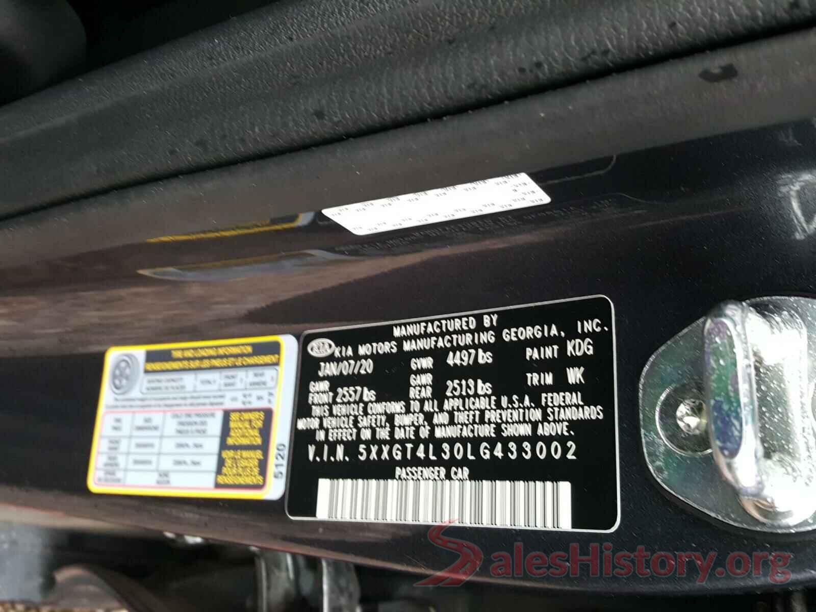 5XXGT4L30LG433002 2020 KIA OPTIMA