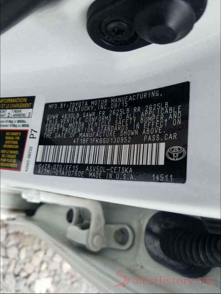 4T1BF1FK6GU130952 2016 TOYOTA CAMRY