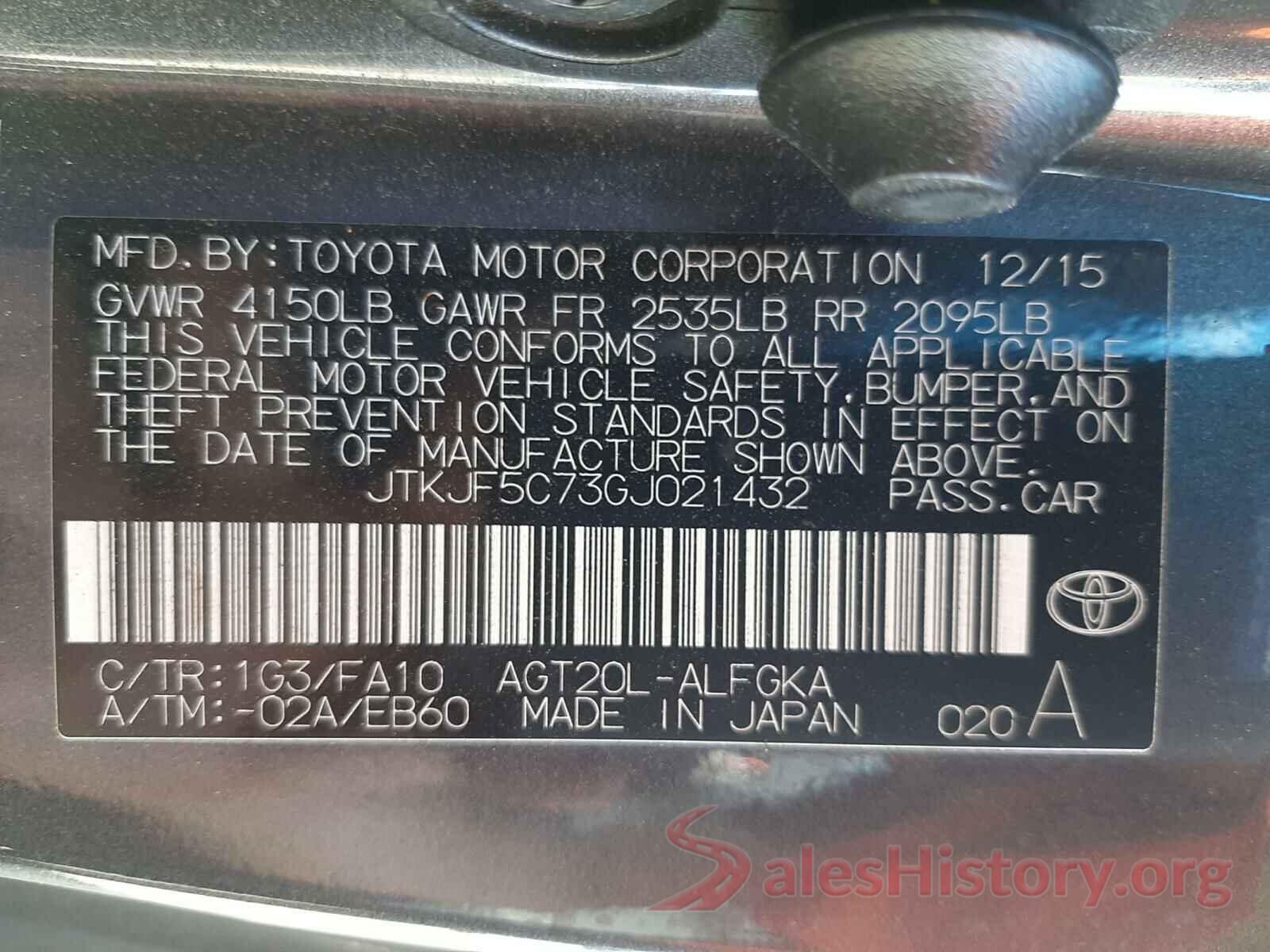 JTKJF5C73GJ021432 2016 TOYOTA SCION