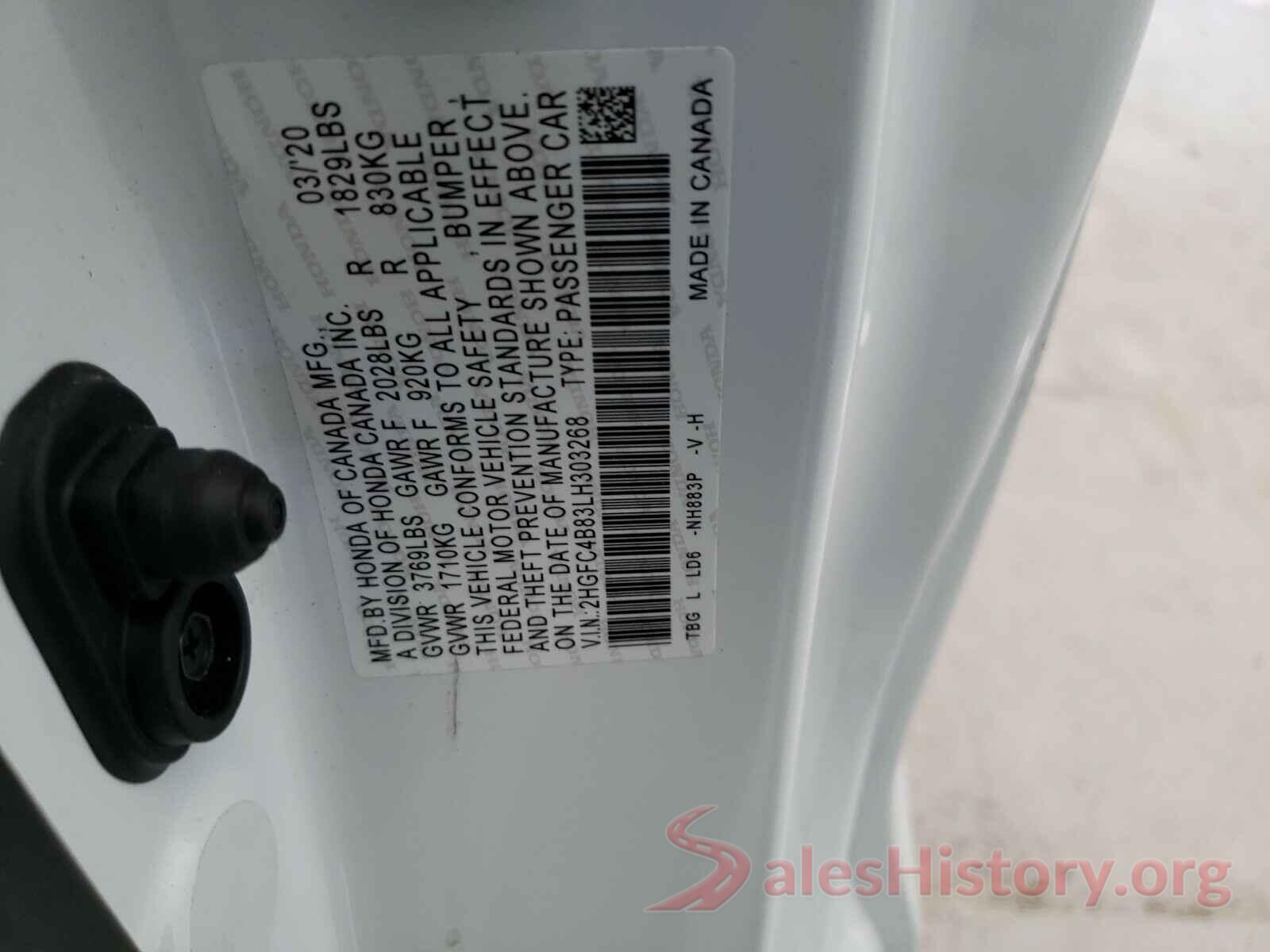 3N1AB7AP3GY222991 2020 HONDA CIVIC