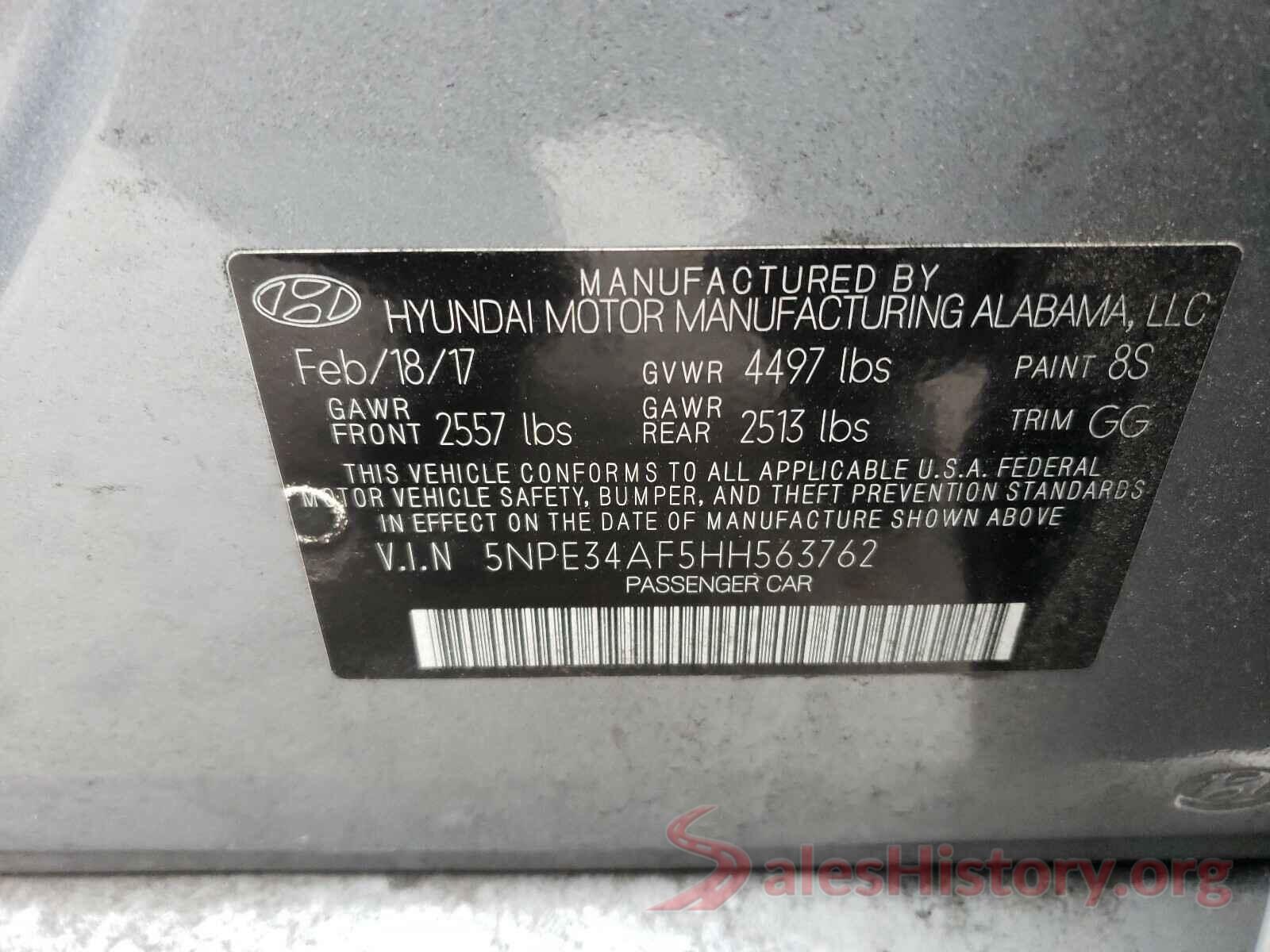 5NPE34AF5HH563762 2017 HYUNDAI SONATA