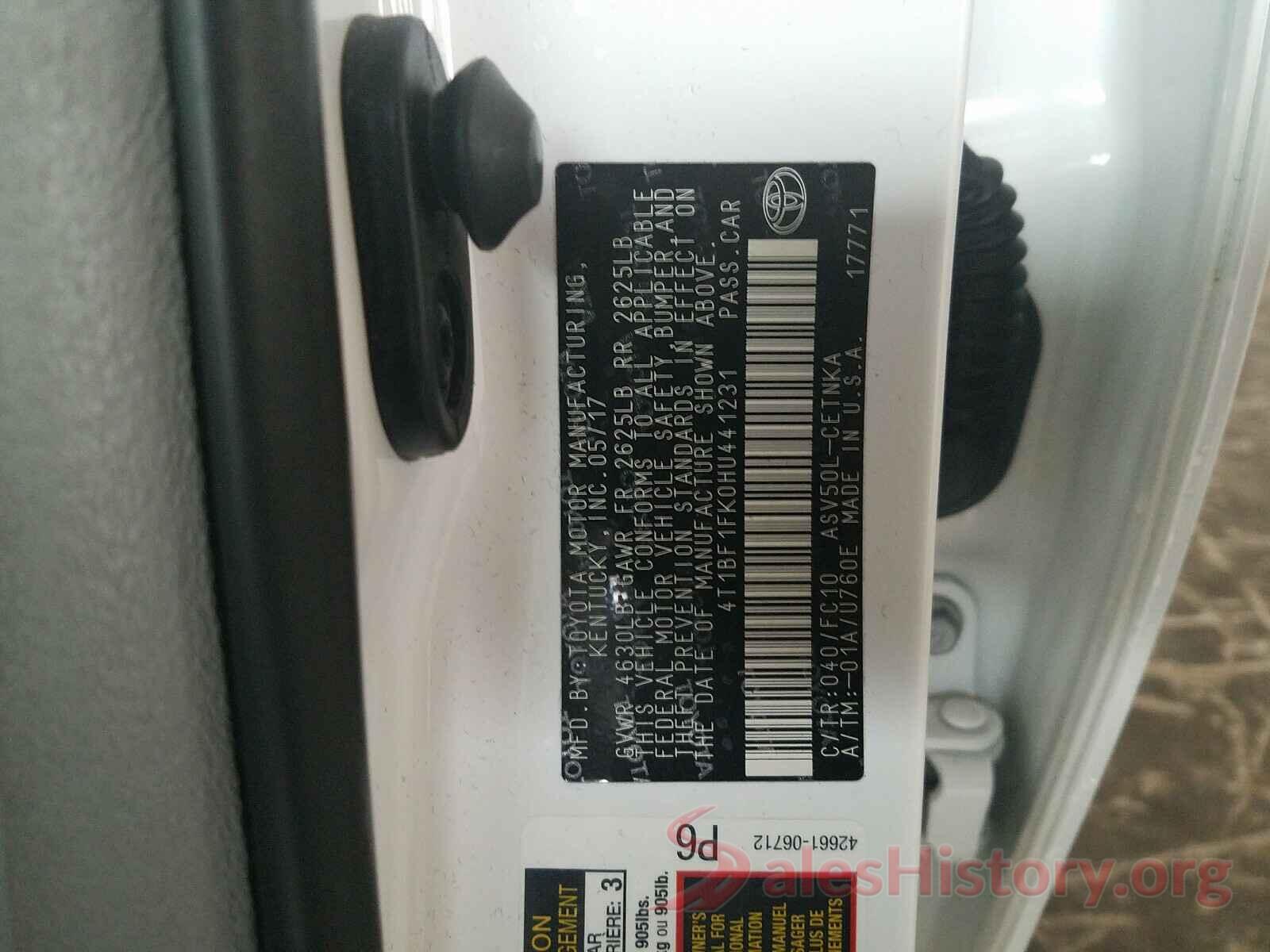 4T1BF1FK0HU441231 2017 TOYOTA CAMRY