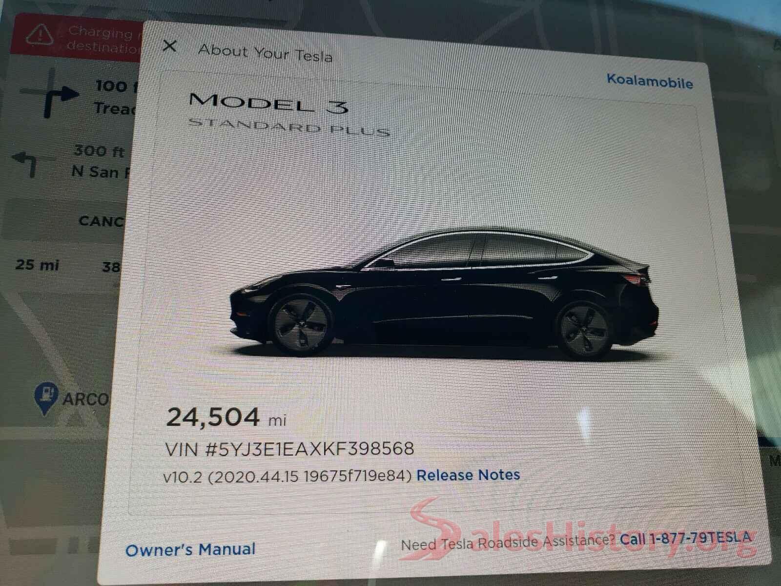 5YJ3E1EAXKF398568 2019 TESLA MODEL 3