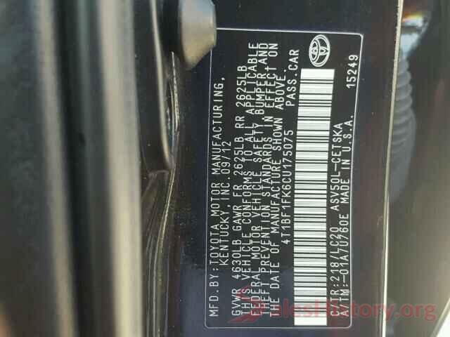 4T1BF1FK6CU175075 2012 TOYOTA CAMRY