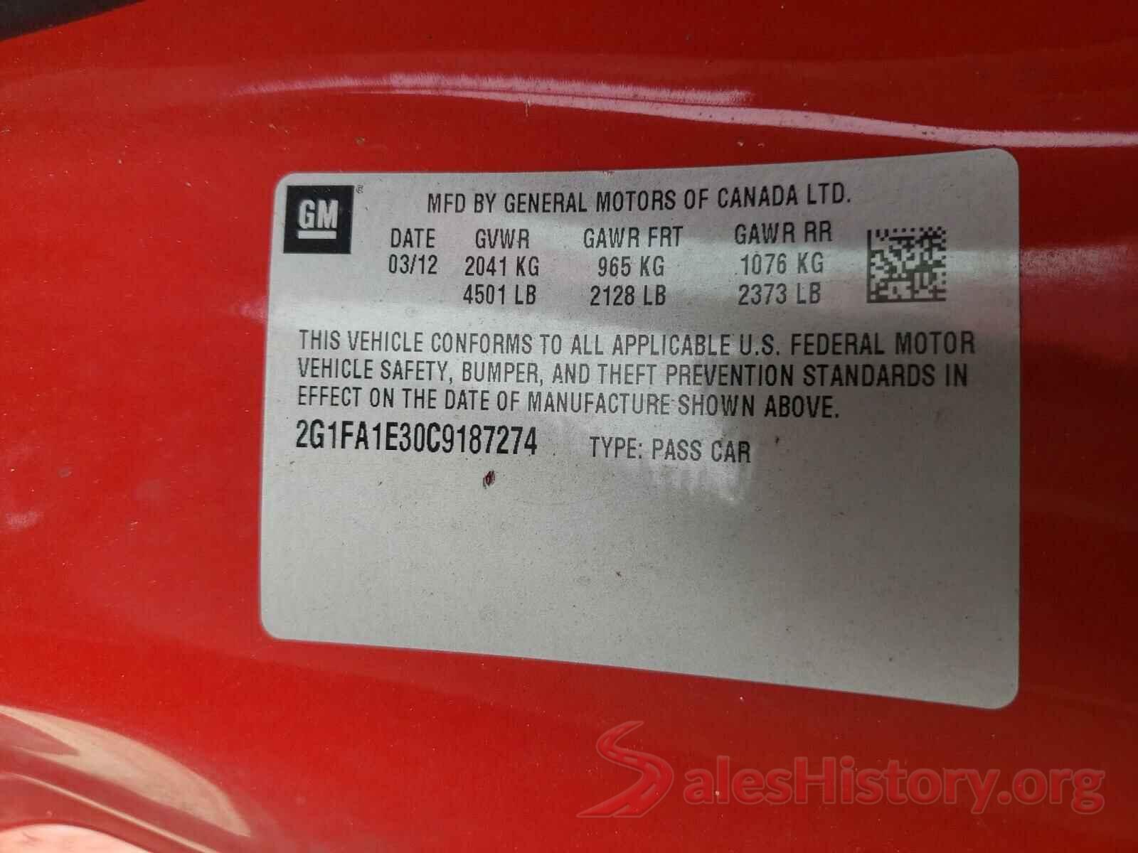 3KPA24AB5JE051072 2012 CHEVROLET CAMARO