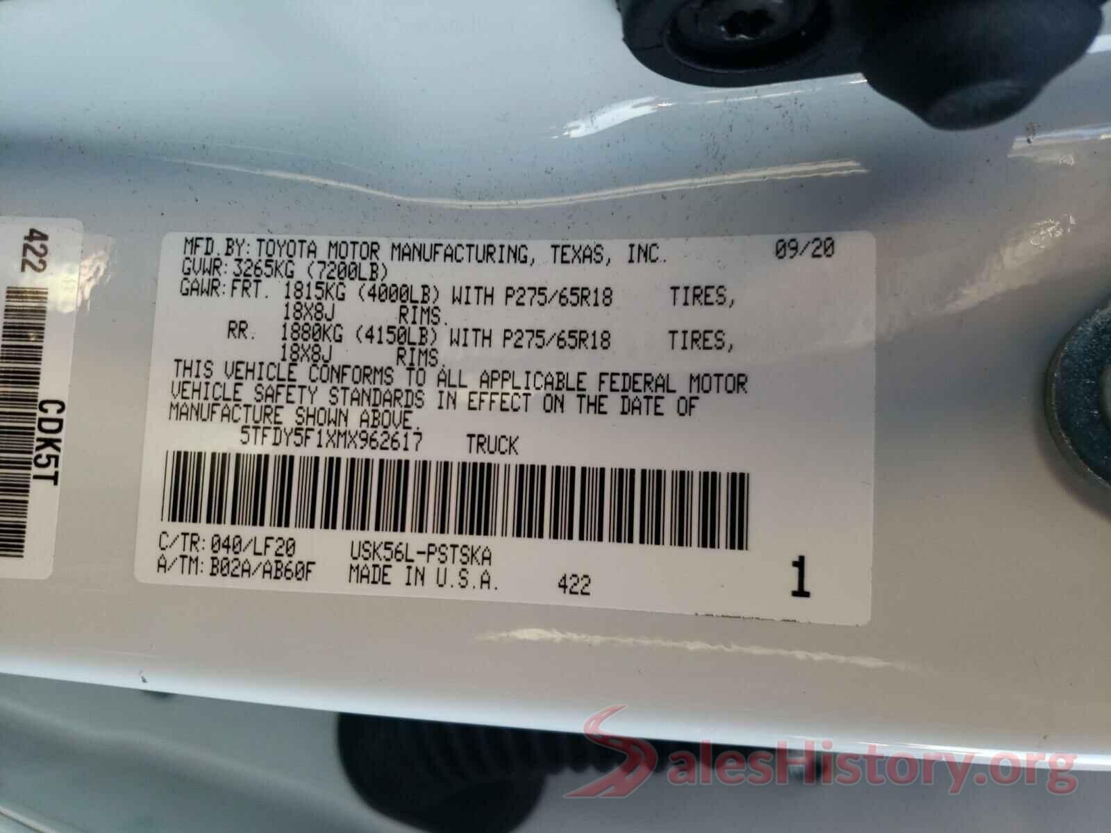 5TFDY5F1XMX962617 2021 TOYOTA TUNDRA