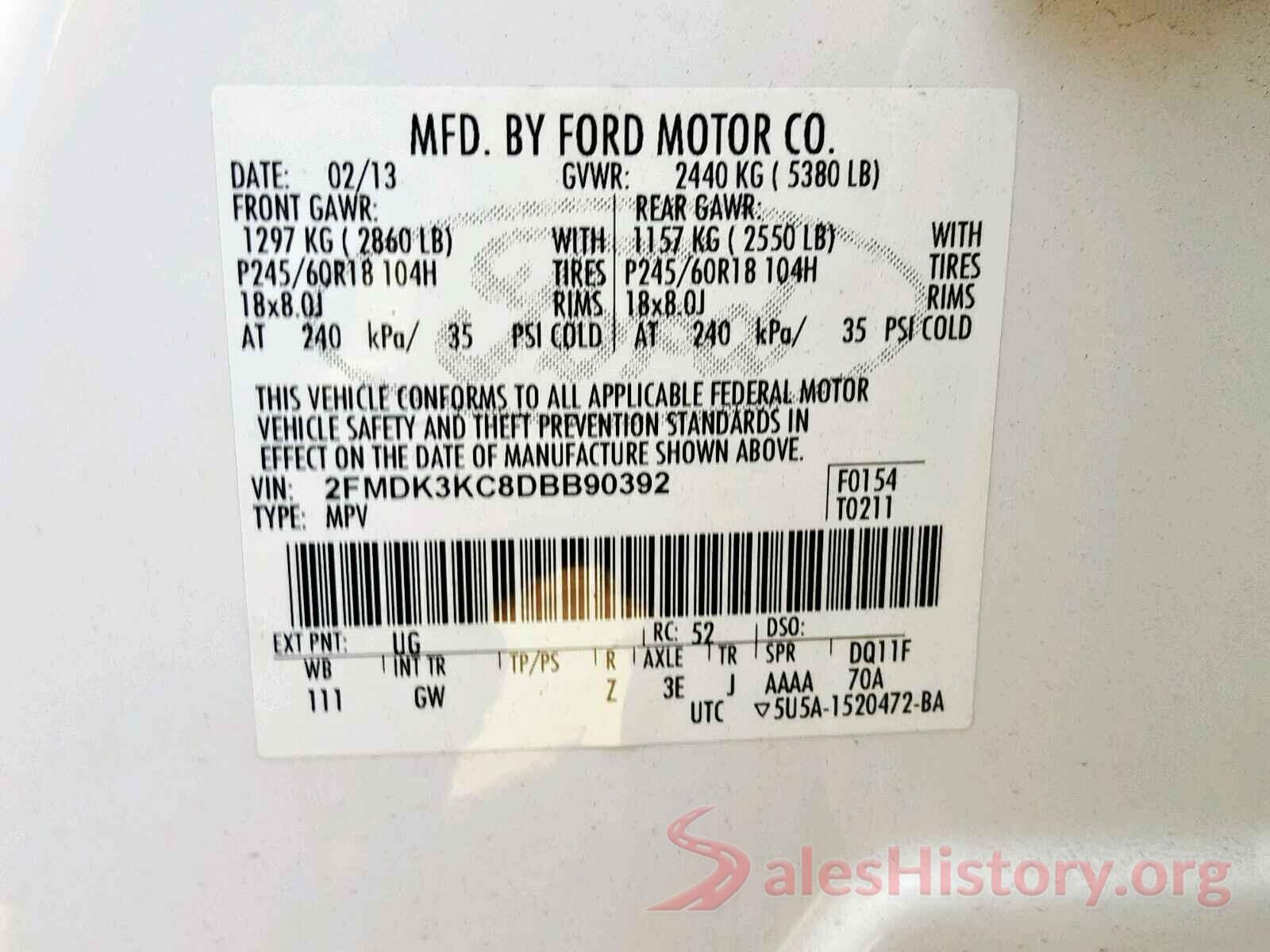 2FMPK4AP6LBB08178 2013 FORD EDGE