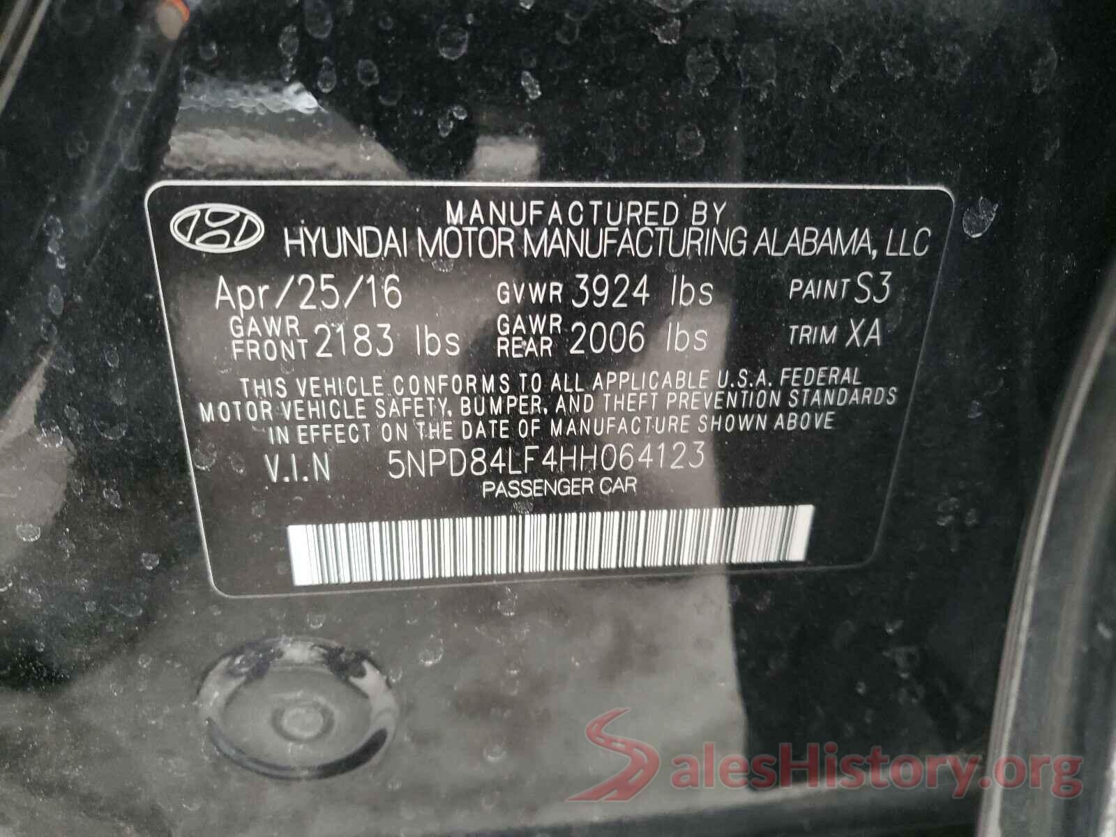 5NPD84LF4HH064123 2017 HYUNDAI ELANTRA