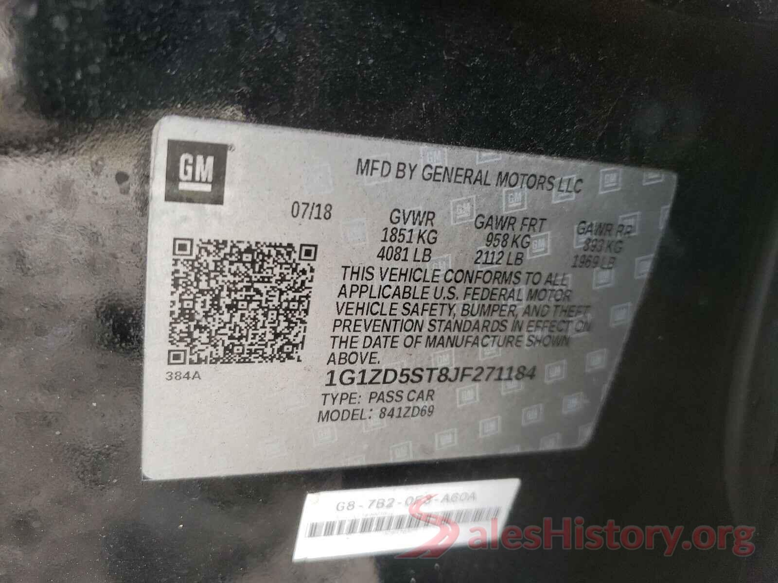 1G1ZD5ST8JF271184 2018 CHEVROLET MALIBU