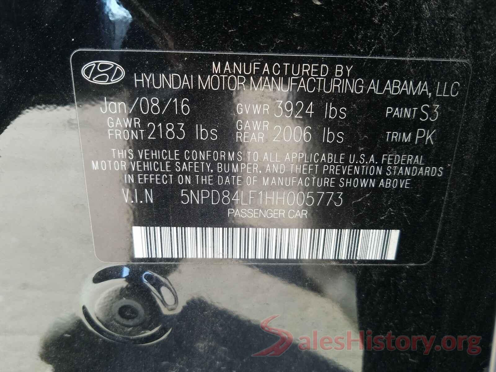 5NPD84LF1HH005773 2017 HYUNDAI ELANTRA