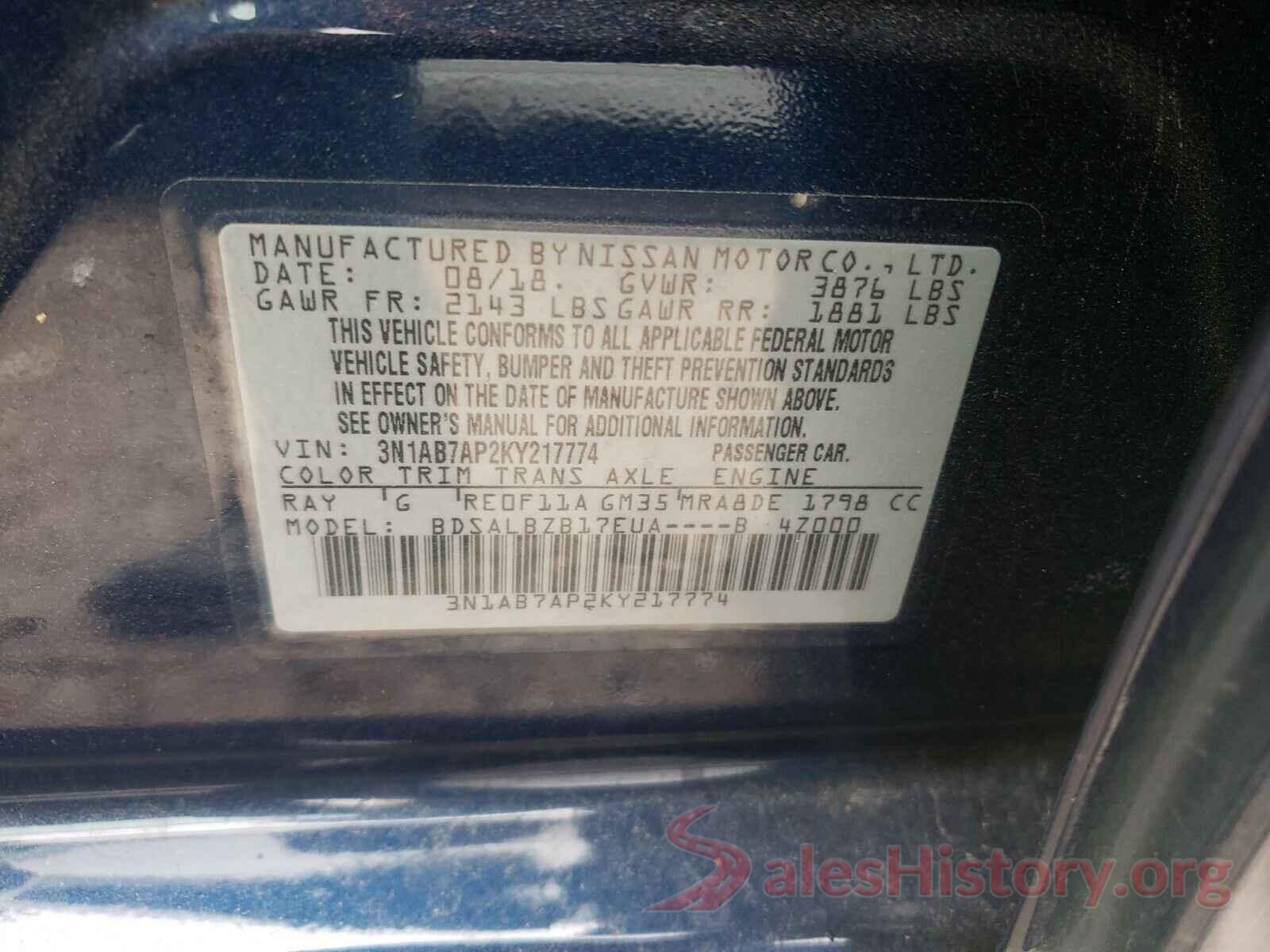 3N1AB7AP2KY217774 2019 NISSAN SENTRA