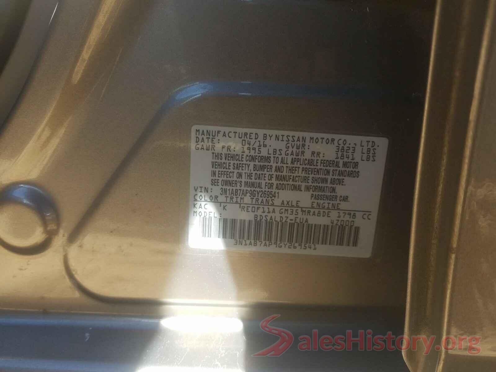 3N1AB7AP9GY269541 2016 NISSAN SENTRA