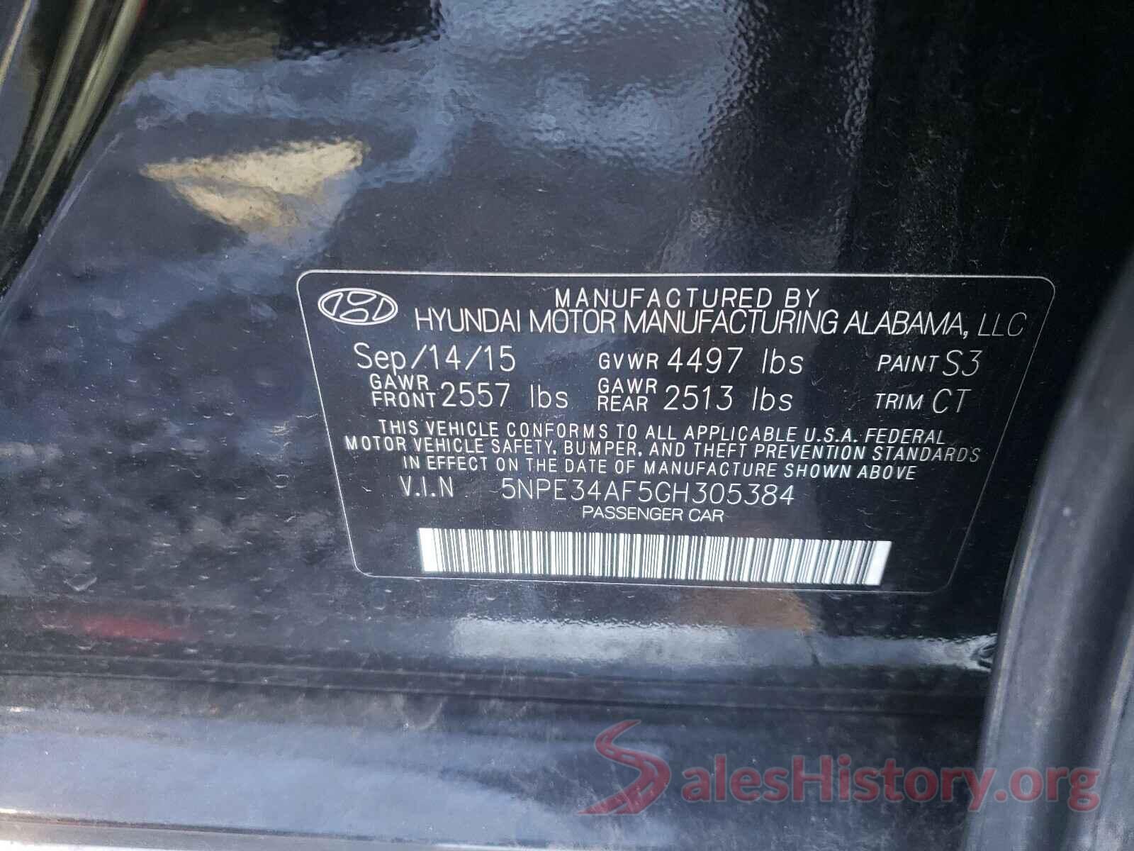 5NPE34AF5GH305384 2016 HYUNDAI SONATA