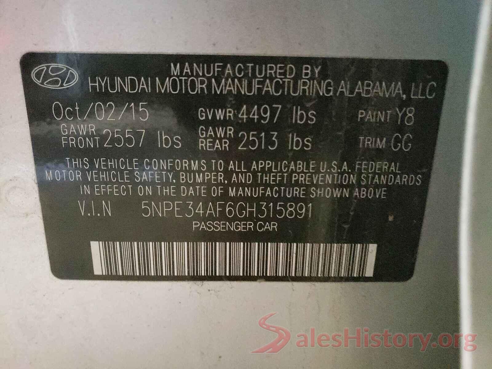 5NPE34AF6GH315891 2016 HYUNDAI SONATA