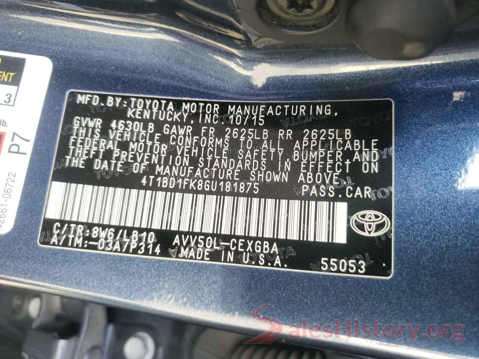 4T1BD1FK8GU181875 2016 TOYOTA CAMRY