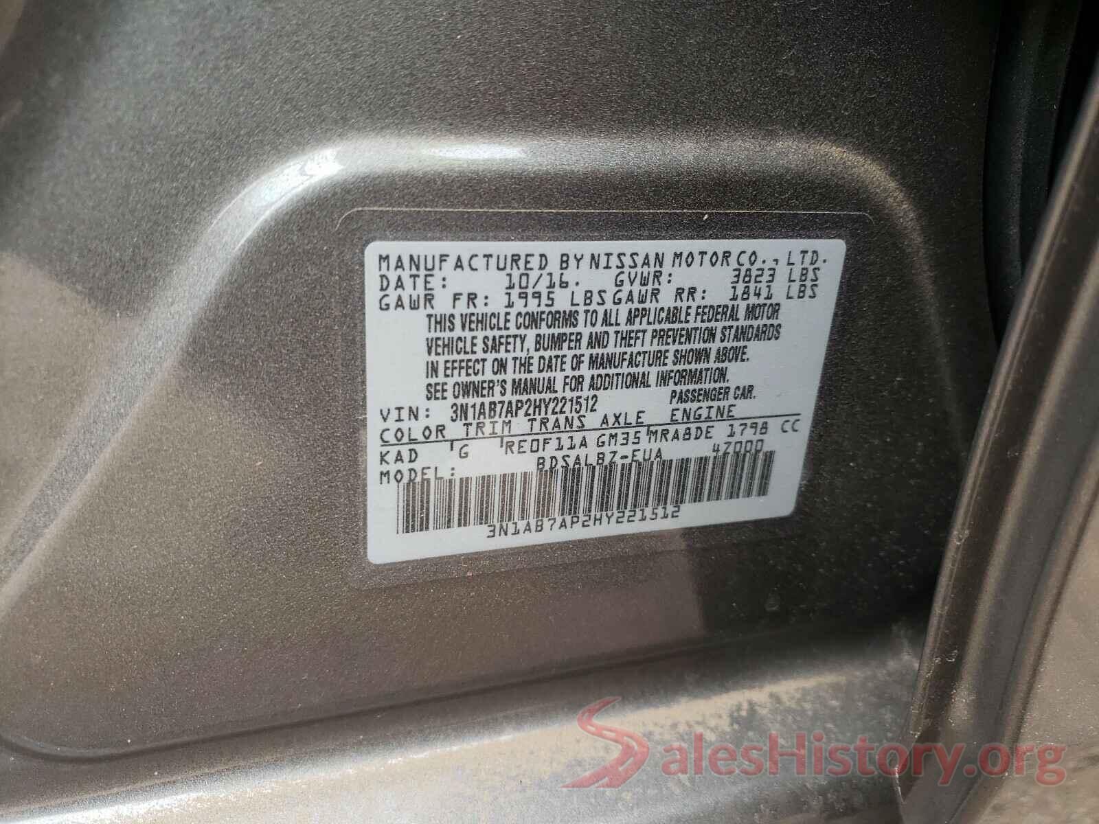 3N1AB7AP2HY221512 2017 NISSAN SENTRA