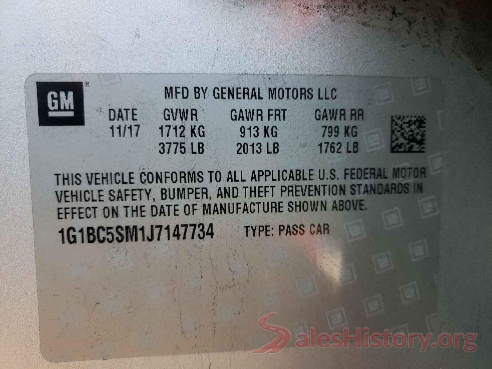 1G1BC5SM1J7147734 2018 CHEVROLET CRUZE