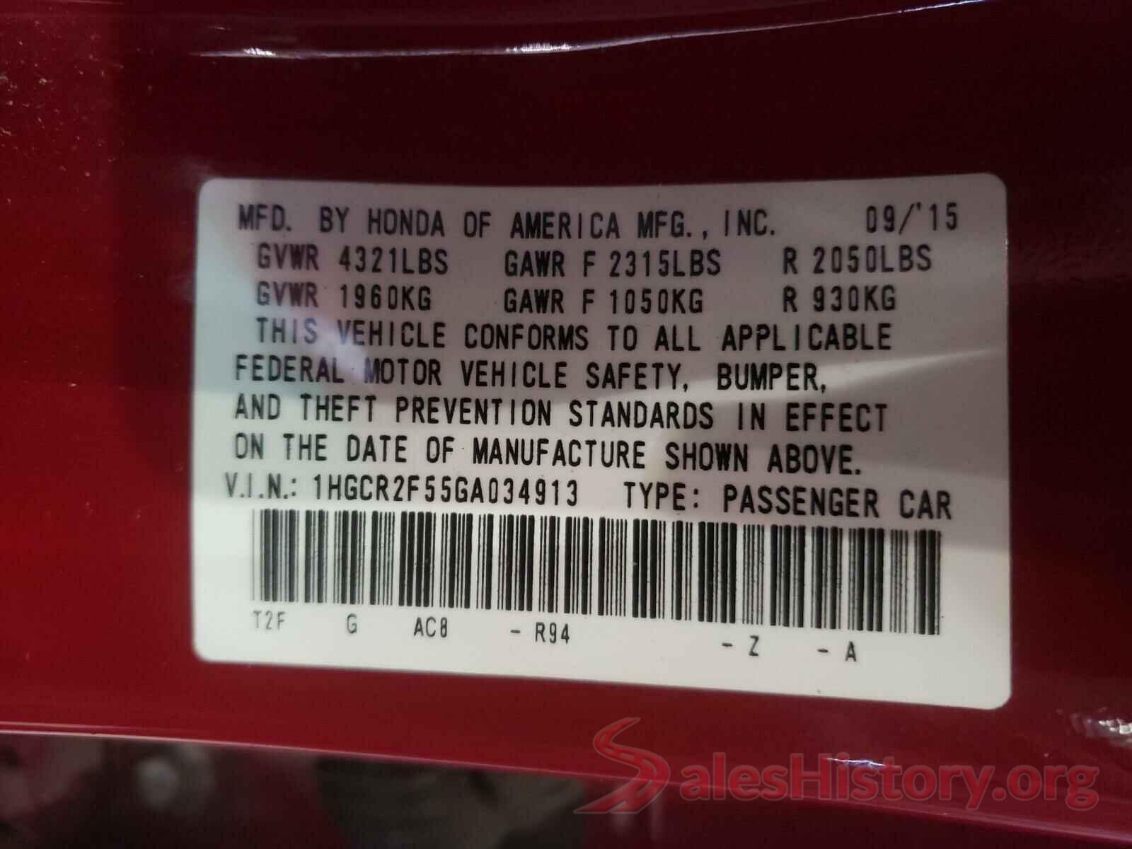 1HGCR2F55GA034913 2016 HONDA ACCORD