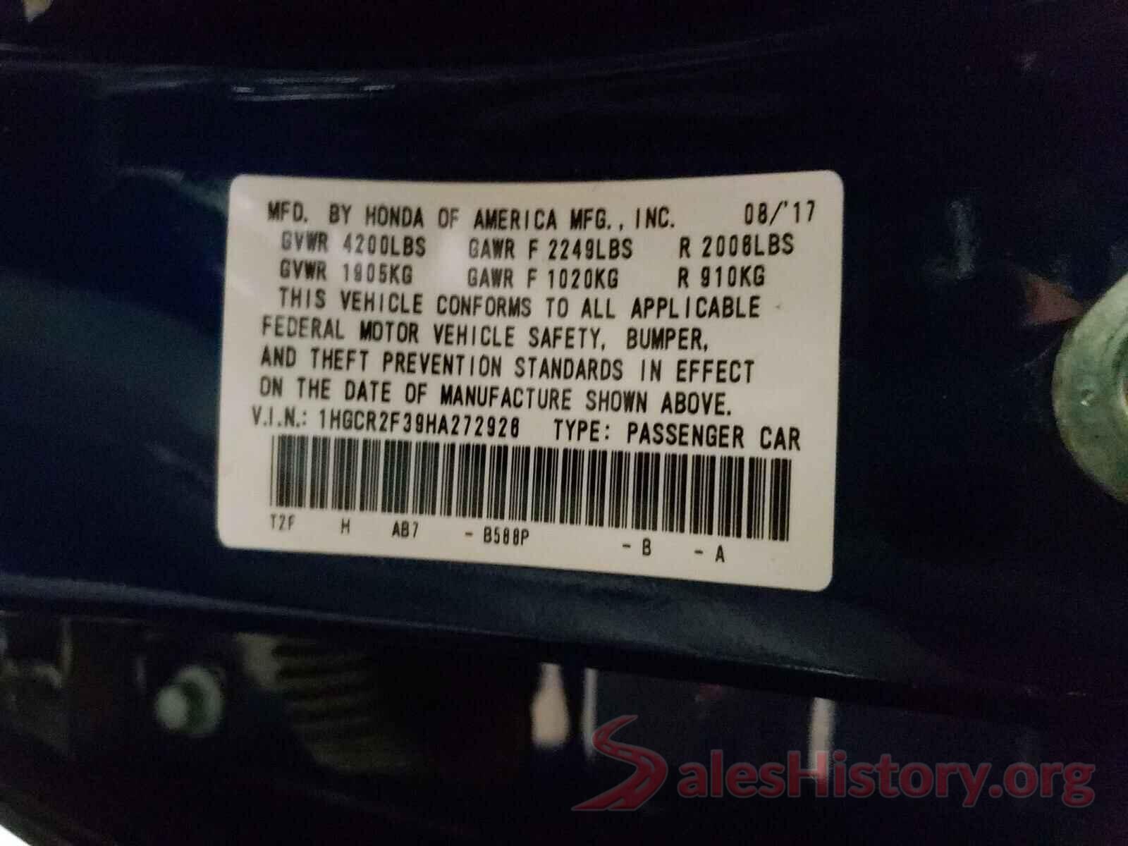 1HGCR2F39HA272926 2017 HONDA ACCORD