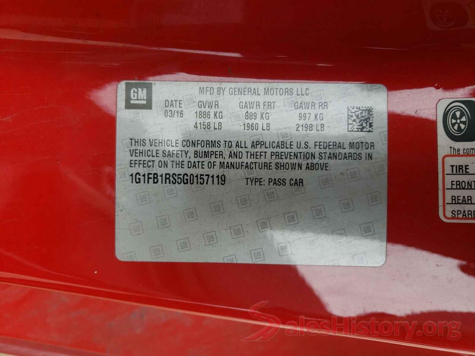 1G1FB1RS5G0157119 2016 CHEVROLET CAMARO