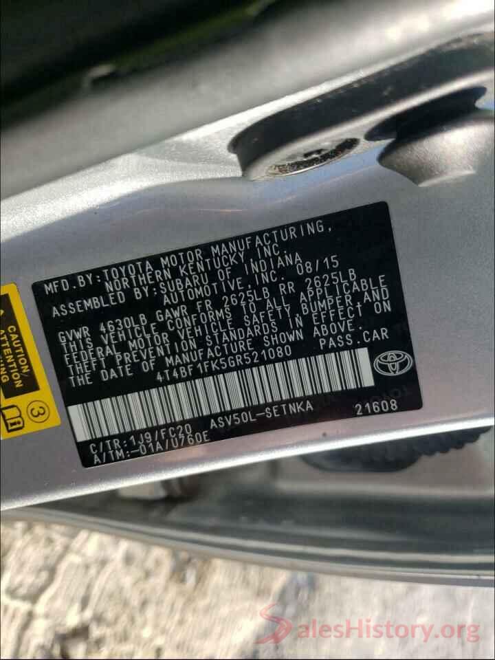 4T4BF1FK5GR521080 2016 TOYOTA CAMRY