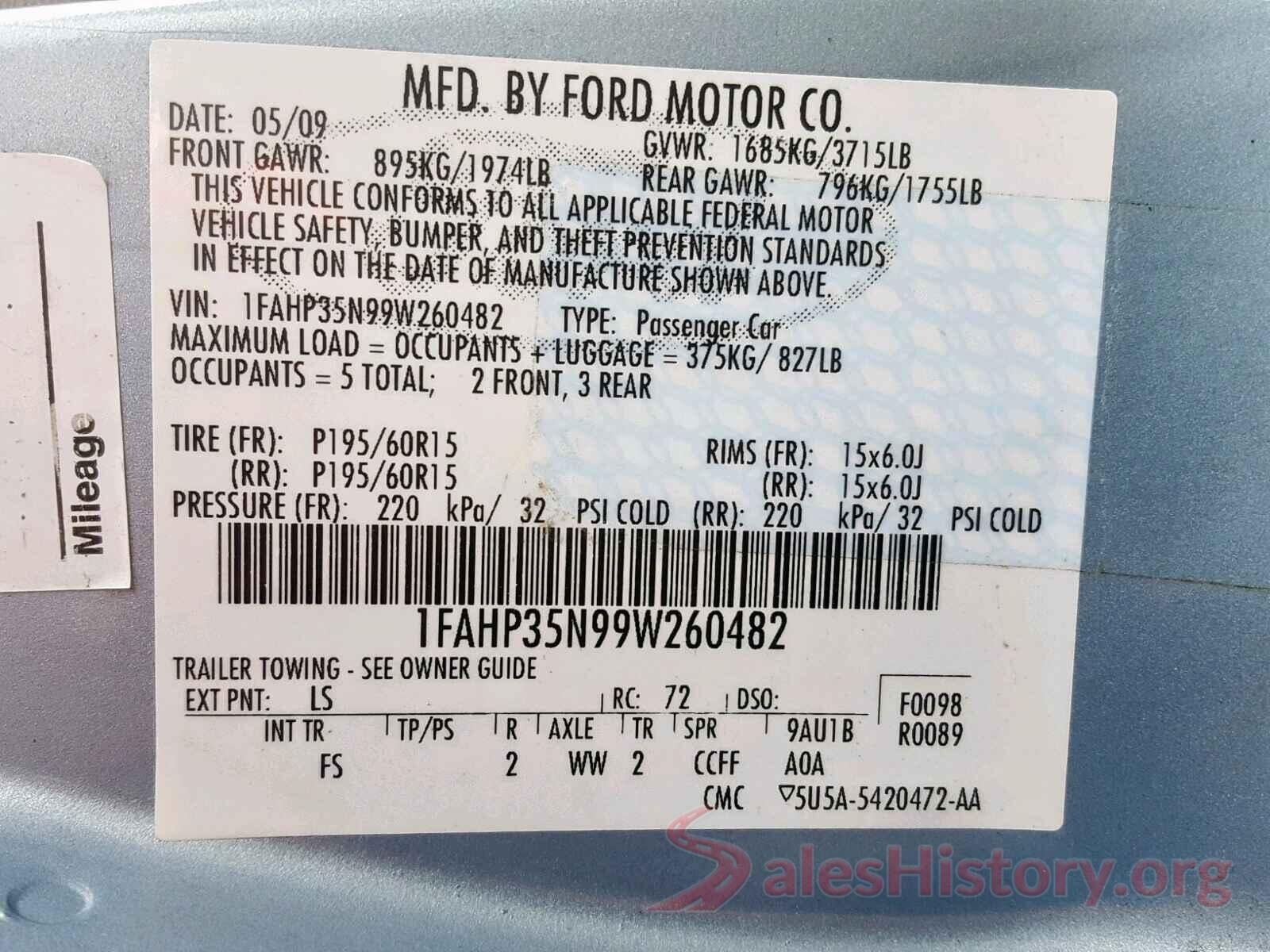 3VV2B7AX4MM124901 2009 FORD FOCUS SE