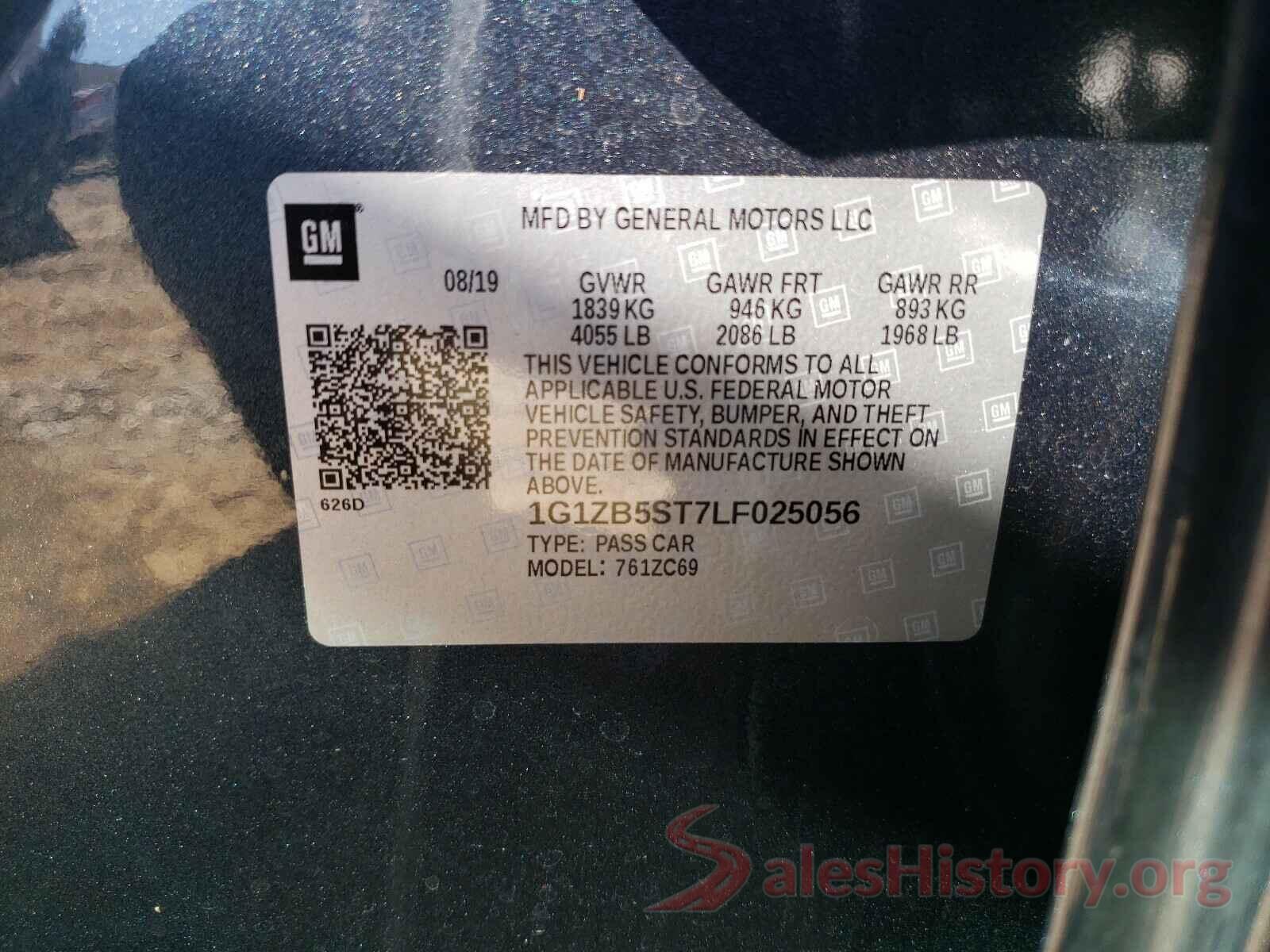 1G1ZB5ST7LF025056 2020 CHEVROLET MALIBU