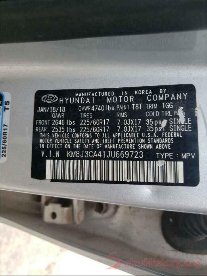 KM8J3CA41JU669723 2018 HYUNDAI TUCSON