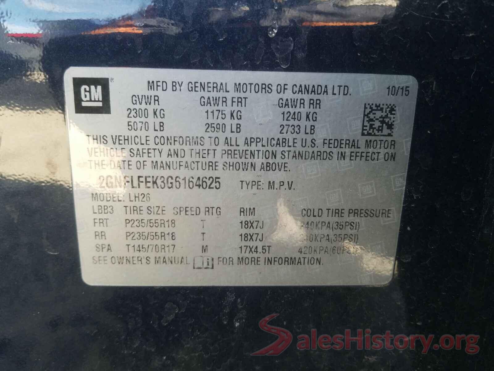 2GNFLFEK3G6164625 2016 CHEVROLET EQUINOX