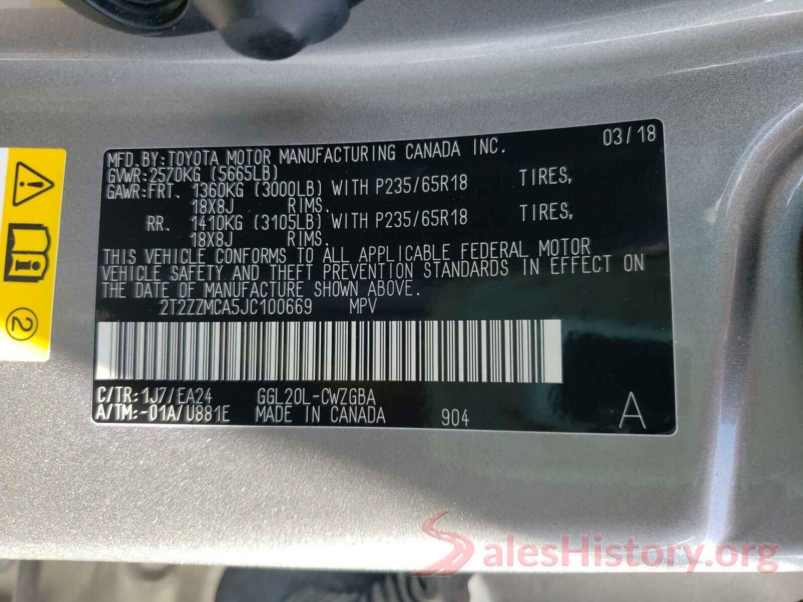 2T2ZZMCA5JC100669 2018 LEXUS RX350