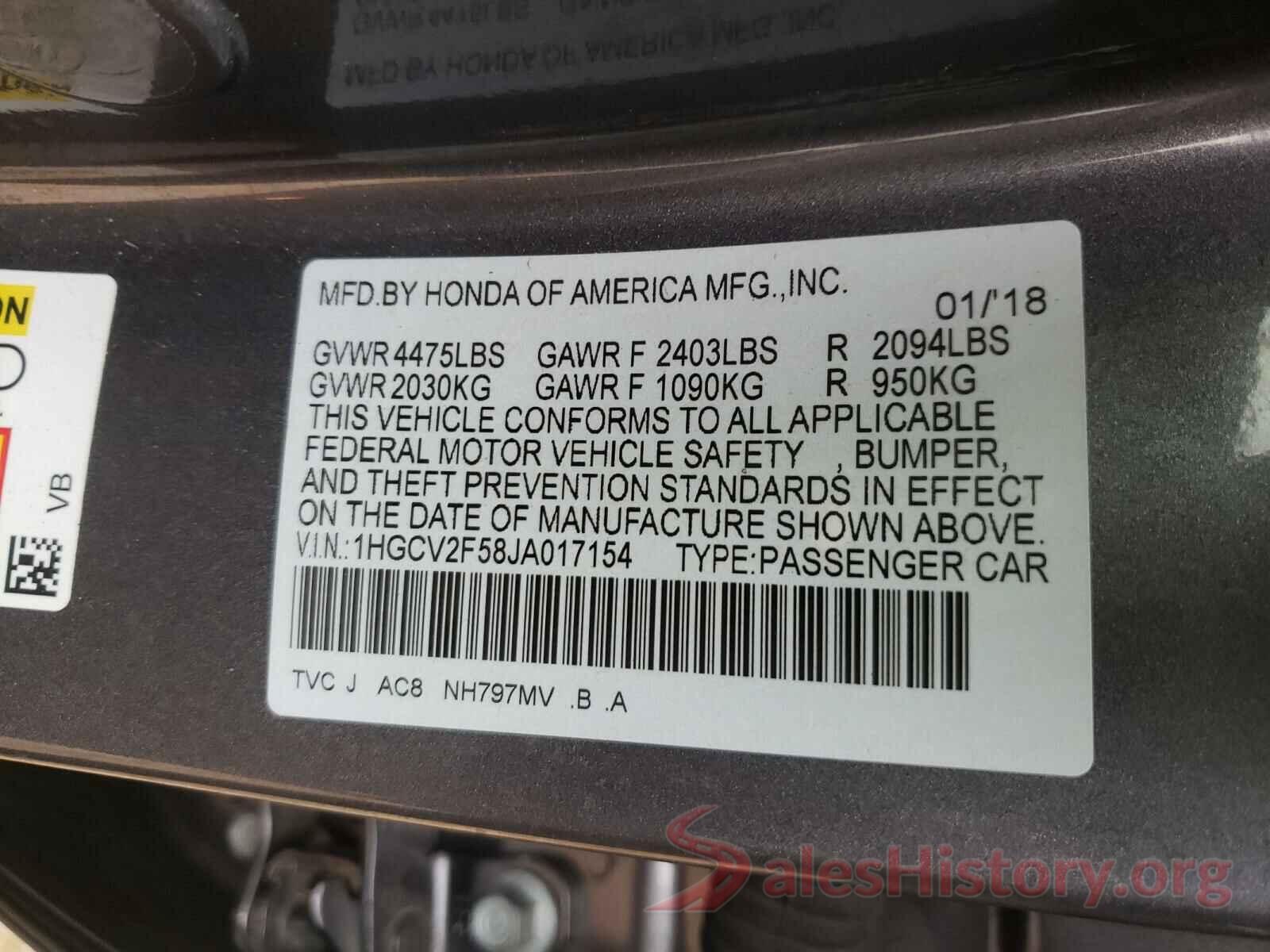 1HGCV2F58JA017154 2018 HONDA ACCORD