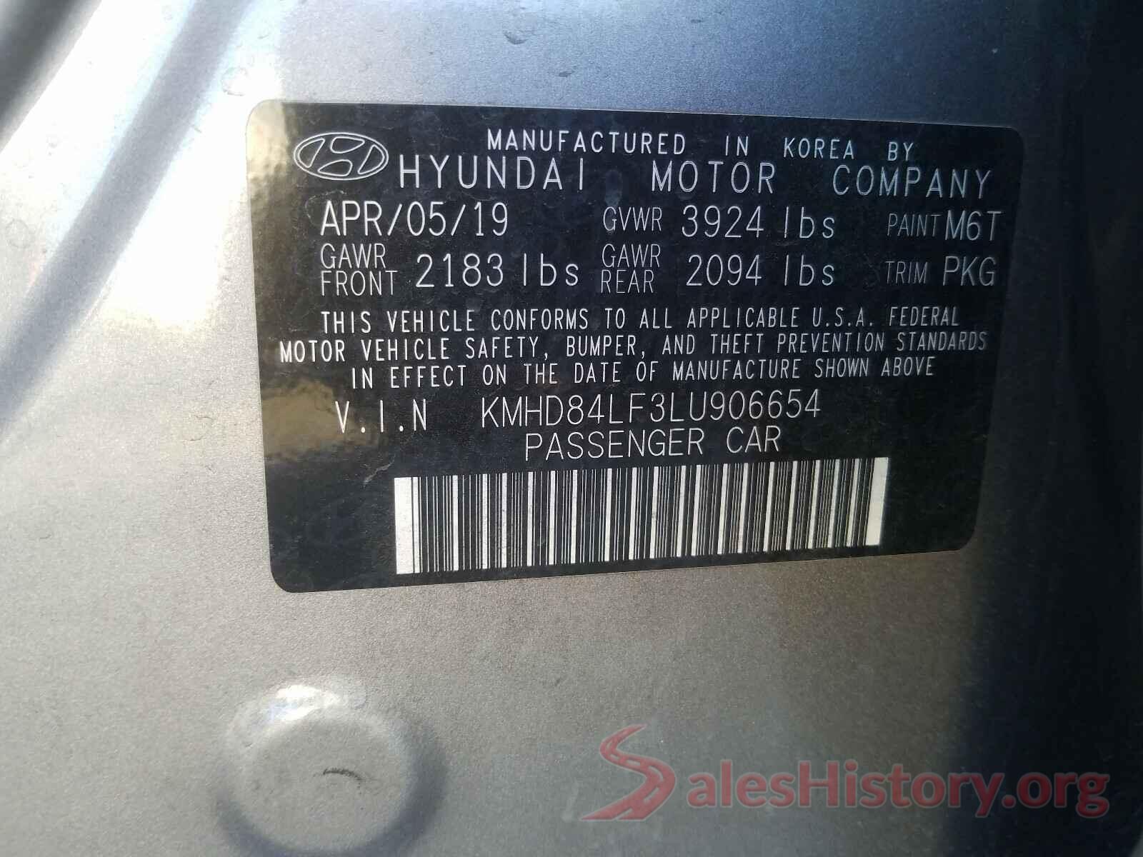 KMHD84LF3LU906654 2020 HYUNDAI ELANTRA