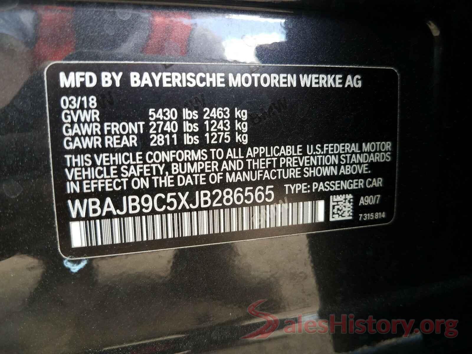 WBAJB9C5XJB286565 2018 BMW M5