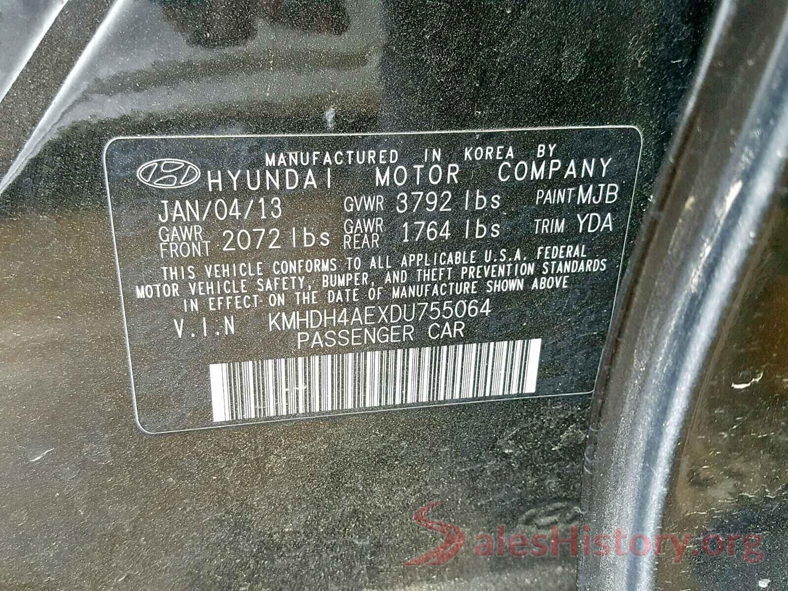 5TFAZ5CN6KX077223 2013 HYUNDAI ELANTRA