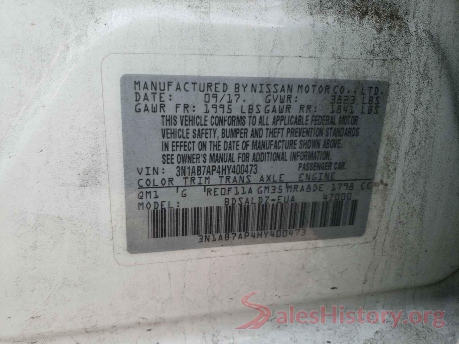 3N1AB7AP4HY400473 2017 NISSAN SENTRA