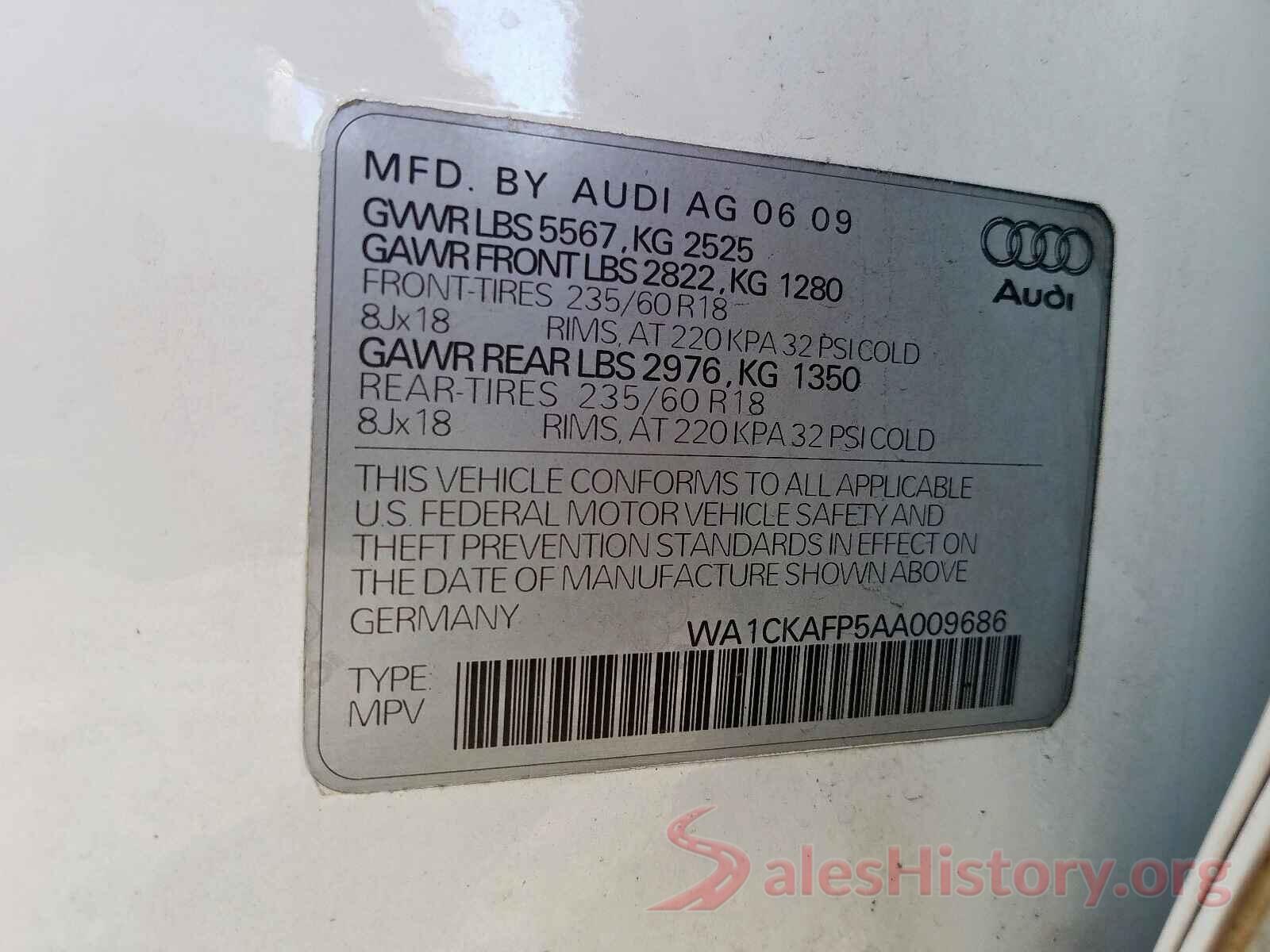 2C3CDXCT2LH162023 2010 AUDI Q5