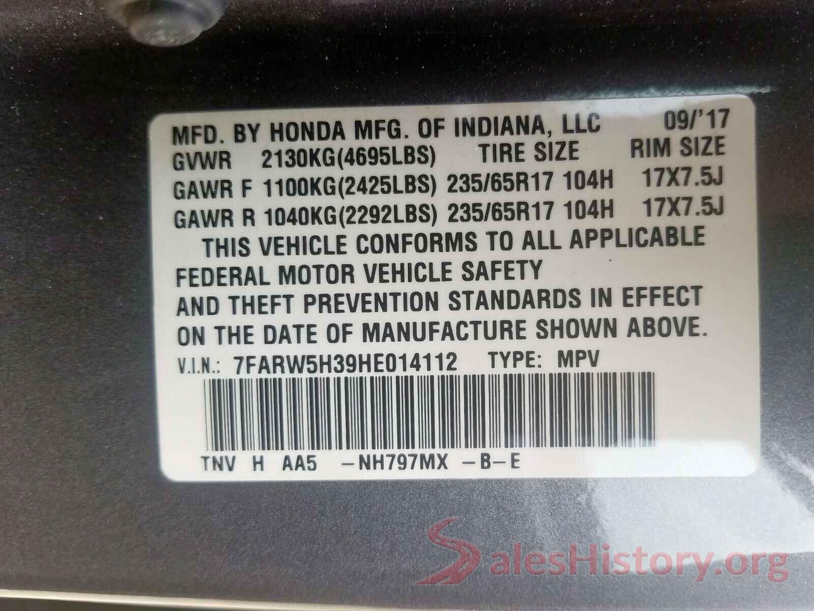 5NPE34AF6GH274291 2017 HONDA CRV